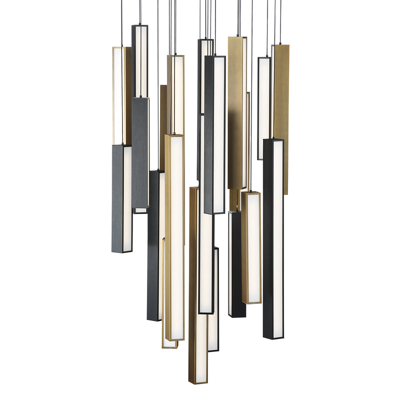 Modern Forms - PD-64821R-BK/AB-AB - LED Pendant - Chaos - Black/Aged Brass & Aged Brass