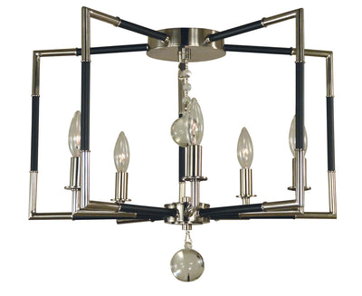 Framburg - 5040 PN/MBLACK - Five Light Flush / Semi-Flush Mount - Felicity - Polished Nickel with Matte Black Accents