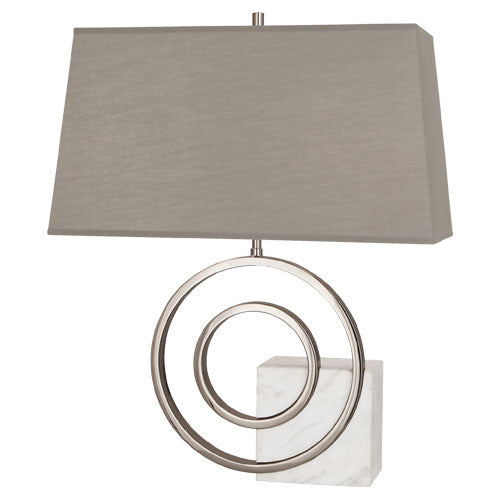 Robert Abbey - L910G - Two Light Table Lamp - Jonathan Adler Saturn - Polished Nickel w/ White Marble