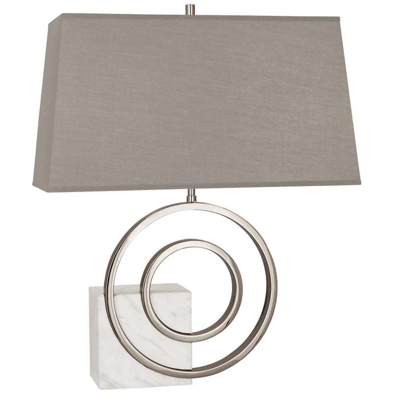 Robert Abbey - R910G - Two Light Table Lamp - Jonathan Adler Saturn - Polished Nickel w/ White Marble
