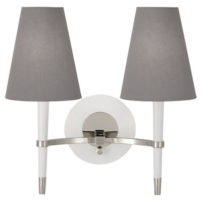 Robert Abbey - WH771 - Two Light Wall Sconce - Jonathan Adler Ventana - Whiteed Wood w/Polished Nickeled