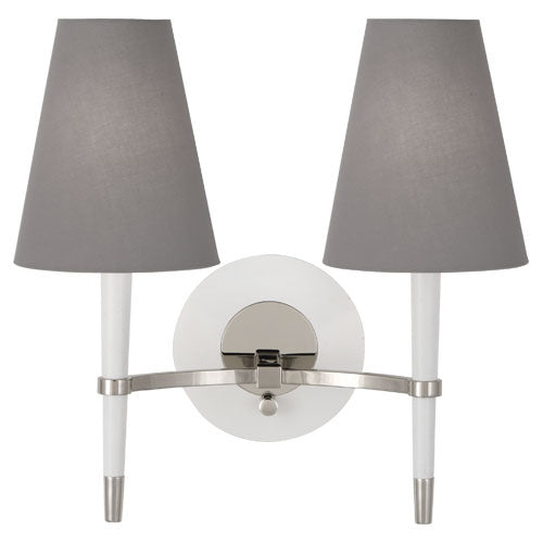 Robert Abbey - WH771 - Two Light Wall Sconce - Jonathan Adler Ventana - Whiteed Wood w/Polished Nickeled