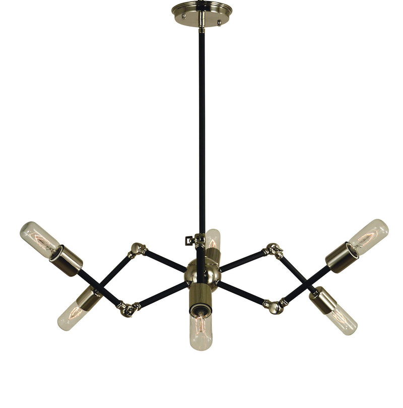Framburg - 4686 PN/MBLACK - Six Light Chandelier - Felix - Polished Nickel with Matte Black