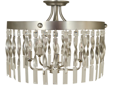Framburg - 4713 SP/PN - Five Light Flush / Semi-Flush Mount - Adele - Satin Pewter with Polished Nickel