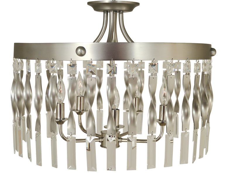 Framburg - 4713 SP/PN - Five Light Flush / Semi-Flush Mount - Adele - Satin Pewter with Polished Nickel