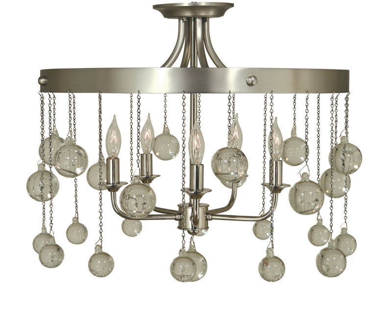 Framburg - 4768 SP/PN - Five Light Flush / Semi-Flush Mount - Falling Stars - Satin Pewter with Polished Nickel