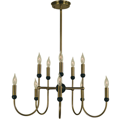 Framburg - 4795 AB/MBLACK - Ten Light Chandelier - Nicole - Antique Brass with Matte Black