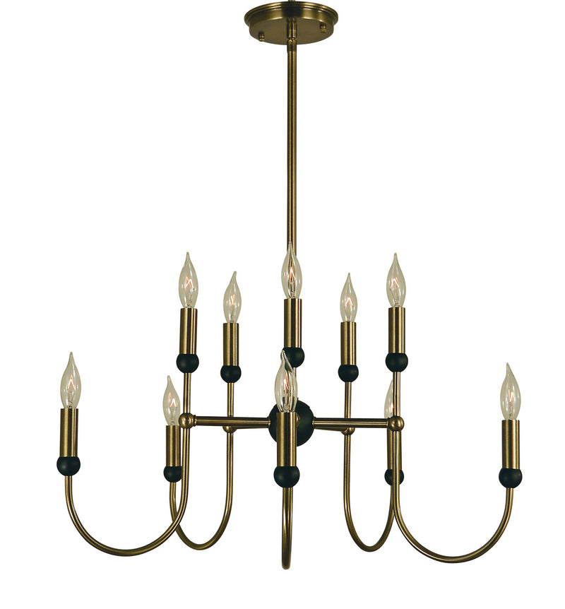 Framburg - 4795 AB/MBLACK - Ten Light Chandelier - Nicole - Antique Brass with Matte Black
