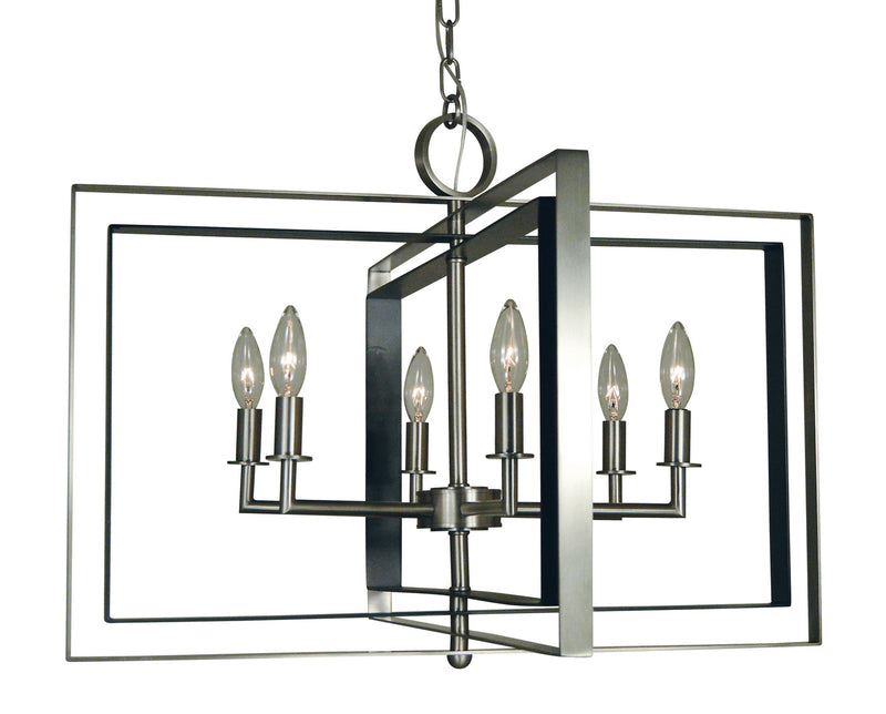 Framburg - 4866 BN/MBLACK - Six Light Chandelier - Symmetry - Brushed Nickel with Matte Black Accents