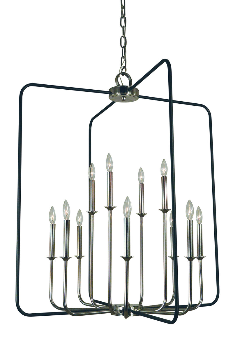 Framburg - 4912 PN/MBLACK - 12 Light Chandelier - Boulevard - Polished Nickel with Matte Black Accents