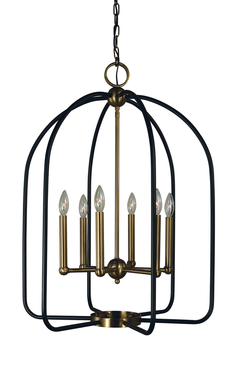 Framburg - 4936 AB/MBLACK - Six Light Chandelier - Boulevard - Antique Brass with Matte Black Accents