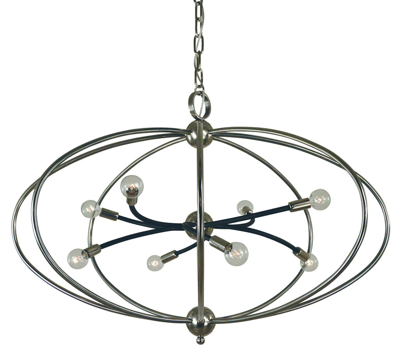 Framburg - 4949 PN/MBLACK - Eight Light Chandelier - Orbit - Polished Nickel with Matte Black Accents