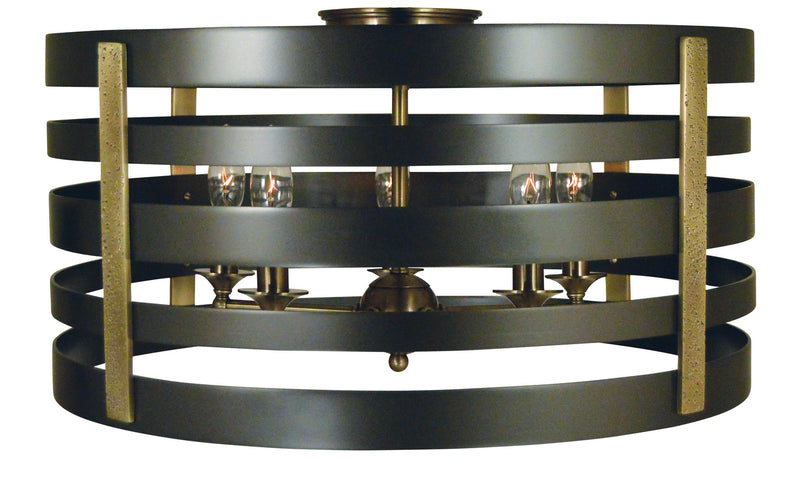 Framburg - 5092 MB/AB - Five Light Flush / Semi-Flush Mount - Pastoral - Mahogany Bronze with Antique Brass Accents
