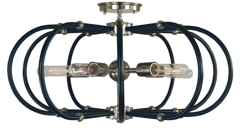 Framburg - 5100 PN/MBLACK - Five Light Flush / Semi-Flush Mount - Pulsar - Polished Nickel with Matte Black Accents