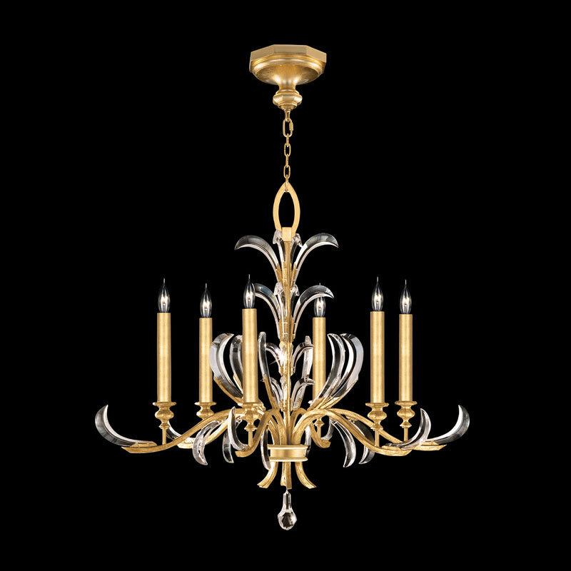 Fine Art - 739140-SF3 - Six Light Chandelier - Beveled Arcs - Gold Leaf