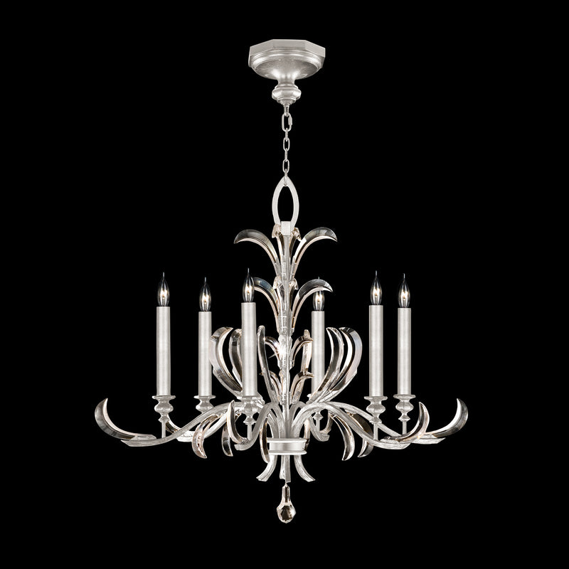 Fine Art - 739140-SF4 - Six Light Chandelier - Beveled Arcs - Silver Leaf