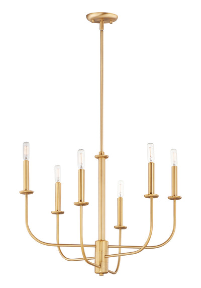 Maxim - 10326SBR - Six Light Chandelier - Wesley - Satin Brass