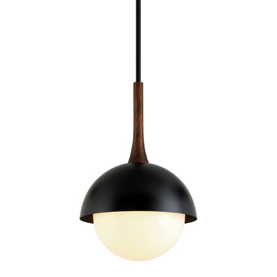 Troy Lighting - F7644-SBK - One Light Pendant - Cadet - Black And Natural Acacia