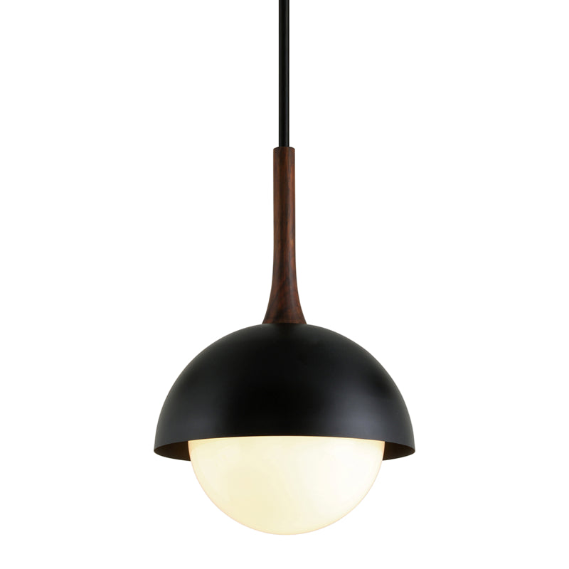 Troy Lighting - F7645-SBK - One Light Pendant - Cadet - Black And Natural Acacia