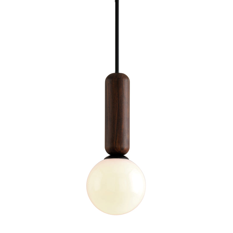 Troy Lighting - F7664 - One Light Pendant - Ensign - Black And Natural Acacia