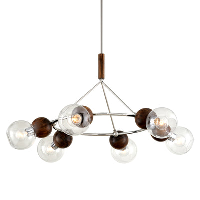 Troy Lighting - F7676 - Six Light Chandelier - Arlo - Polished Ss And Natural Acacia