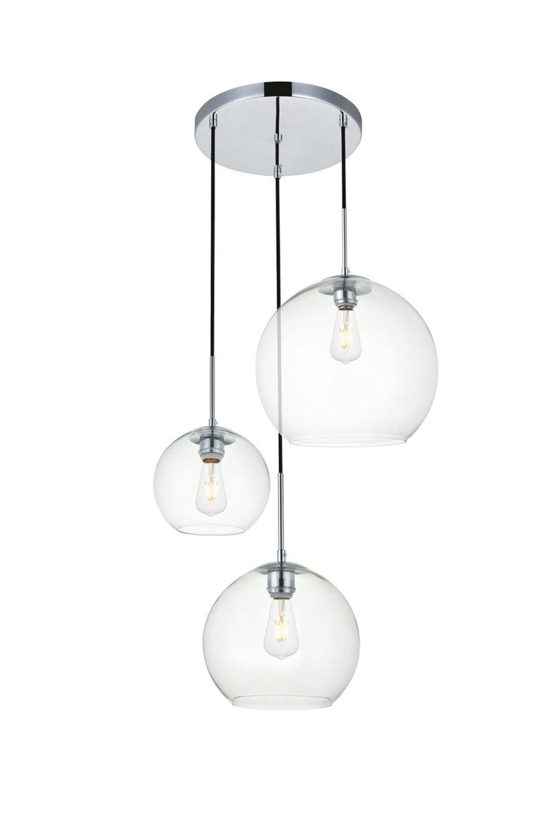 Elegant Lighting - LD2218C - Three Light Pendant - BAXTER - Chrome And Clear