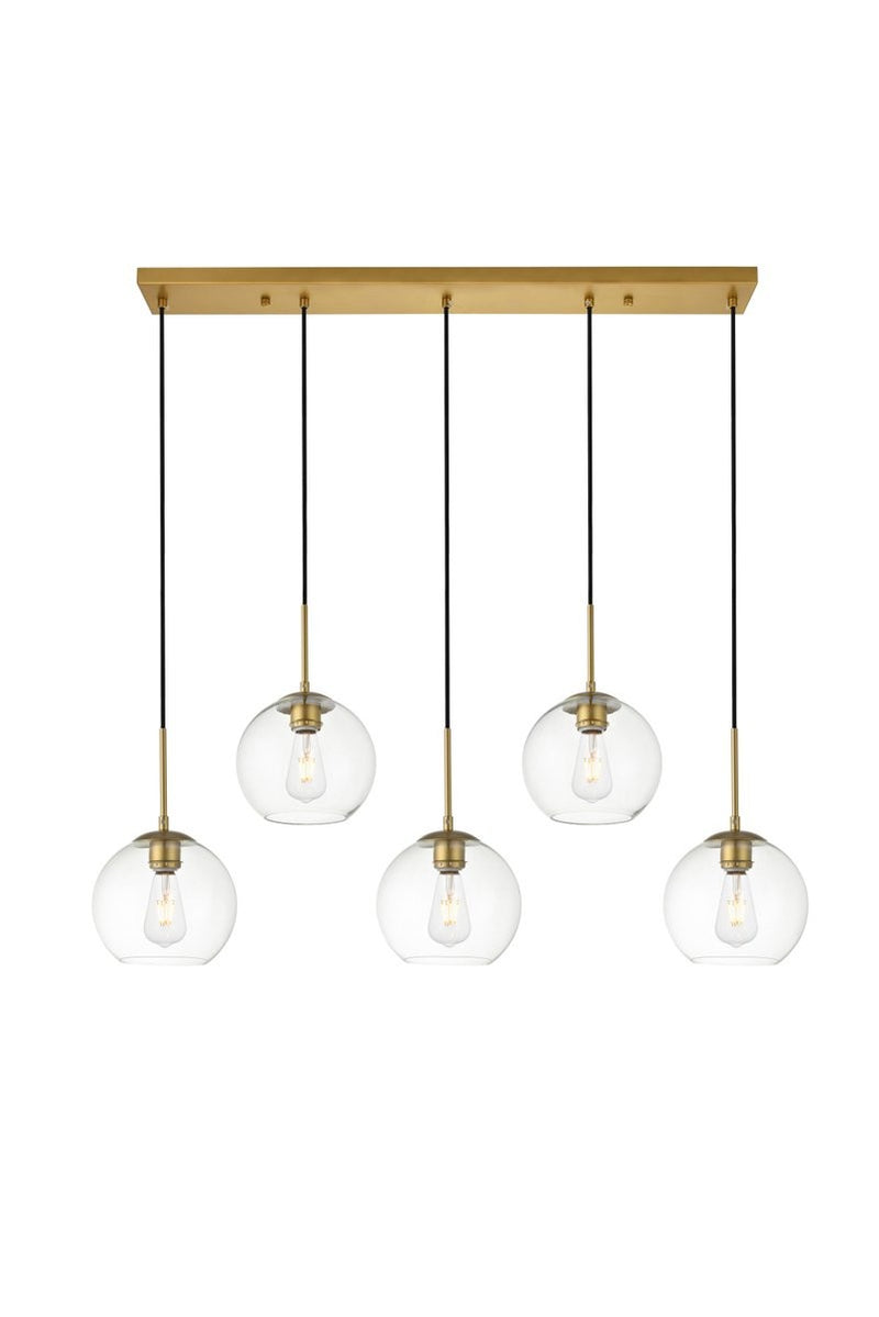 Elegant Lighting - LD2228BR - Five Light Pendant - BAXTER - Brass And Clear