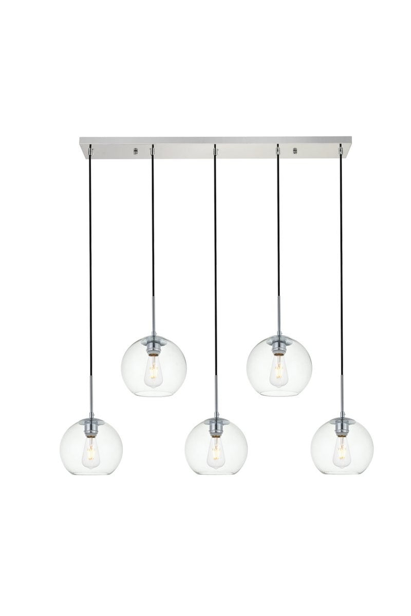 Elegant Lighting - LD2228C - Five Light Pendant - BAXTER - Chrome And Clear