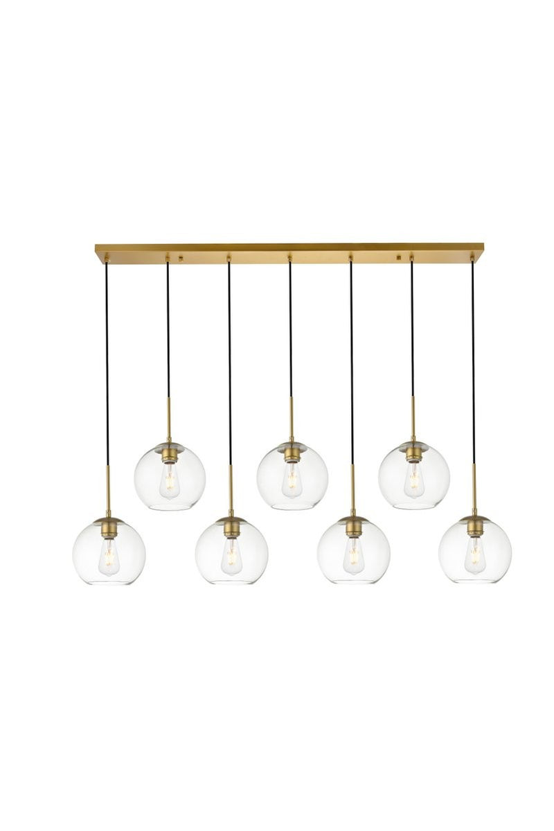 Elegant Lighting - LD2230BR - Seven Light Pendant - BAXTER - Brass And Clear