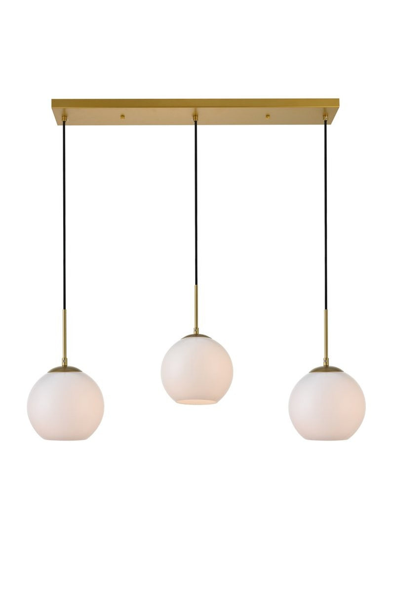 Elegant Lighting - LD2237BR - Three Light Pendant - BAXTER - Brass And Frosted White