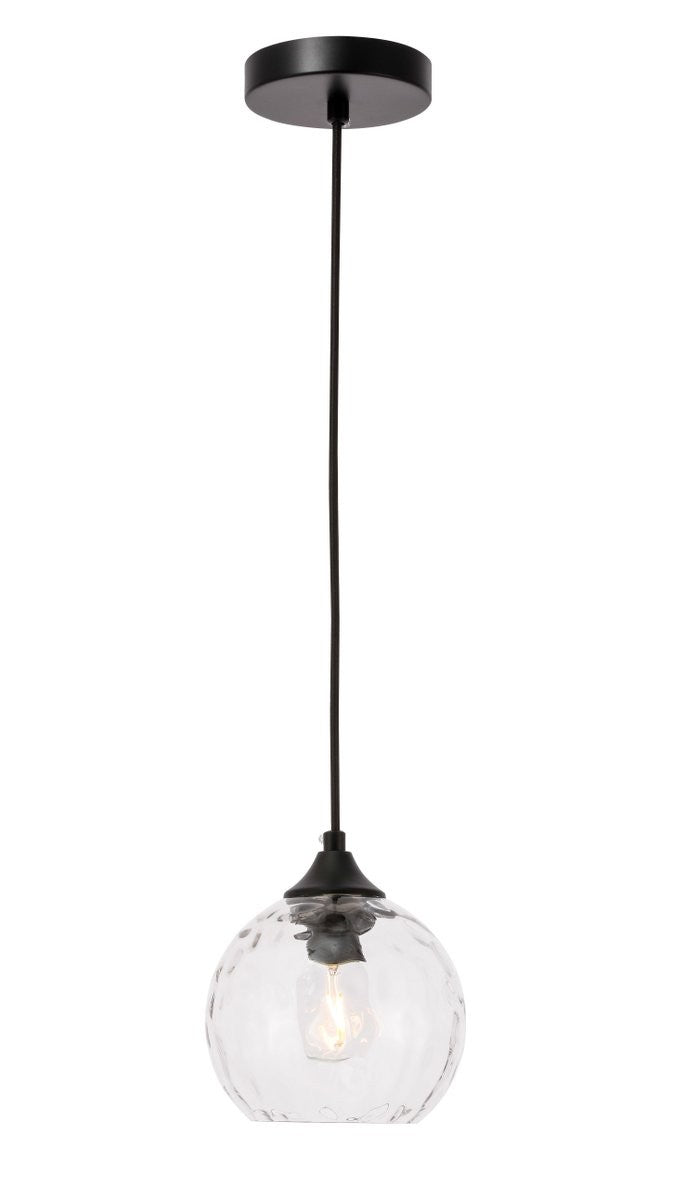 Elegant Lighting - LD2280 - One Light Pendant - Cashel - Black And Clear Glass