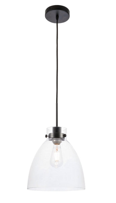 Elegant Lighting - LD5029D11BK - One Light Pendant - Frey - Black And Clear Glass