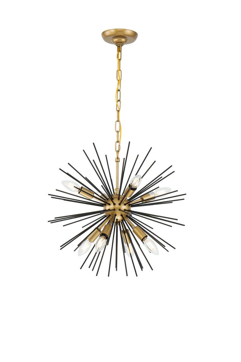 Elegant Lighting - LD5035D20BK - Eight Light Pendant - Timber - Brass And Black