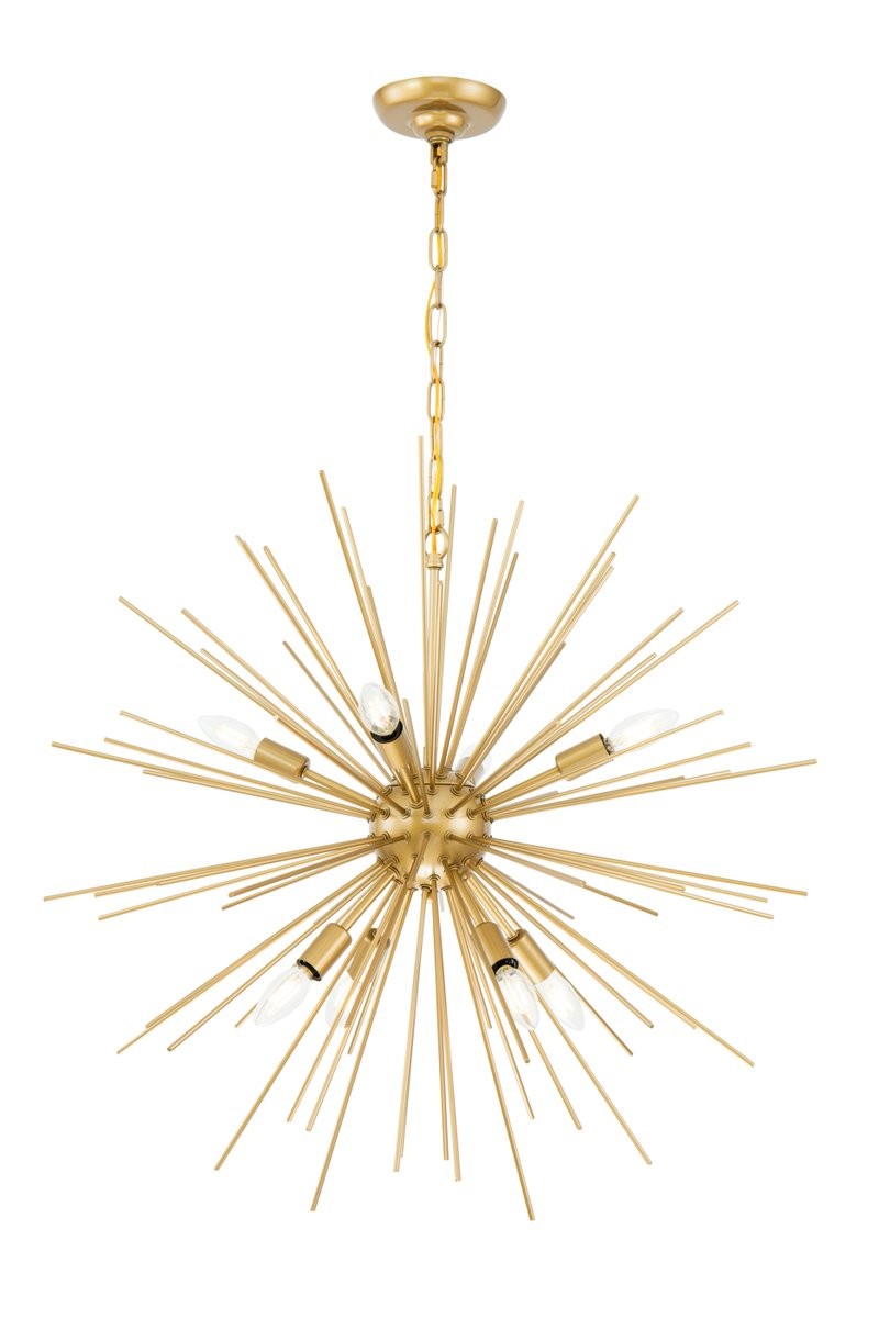 Elegant Lighting - LD5039D30BR - Eight Light Pendant - Timber - Brass