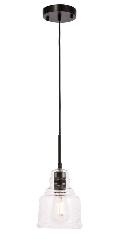 Elegant Lighting - LD6195BK - One Light Pendant - Pierce - Black And Clear Seeded Glass