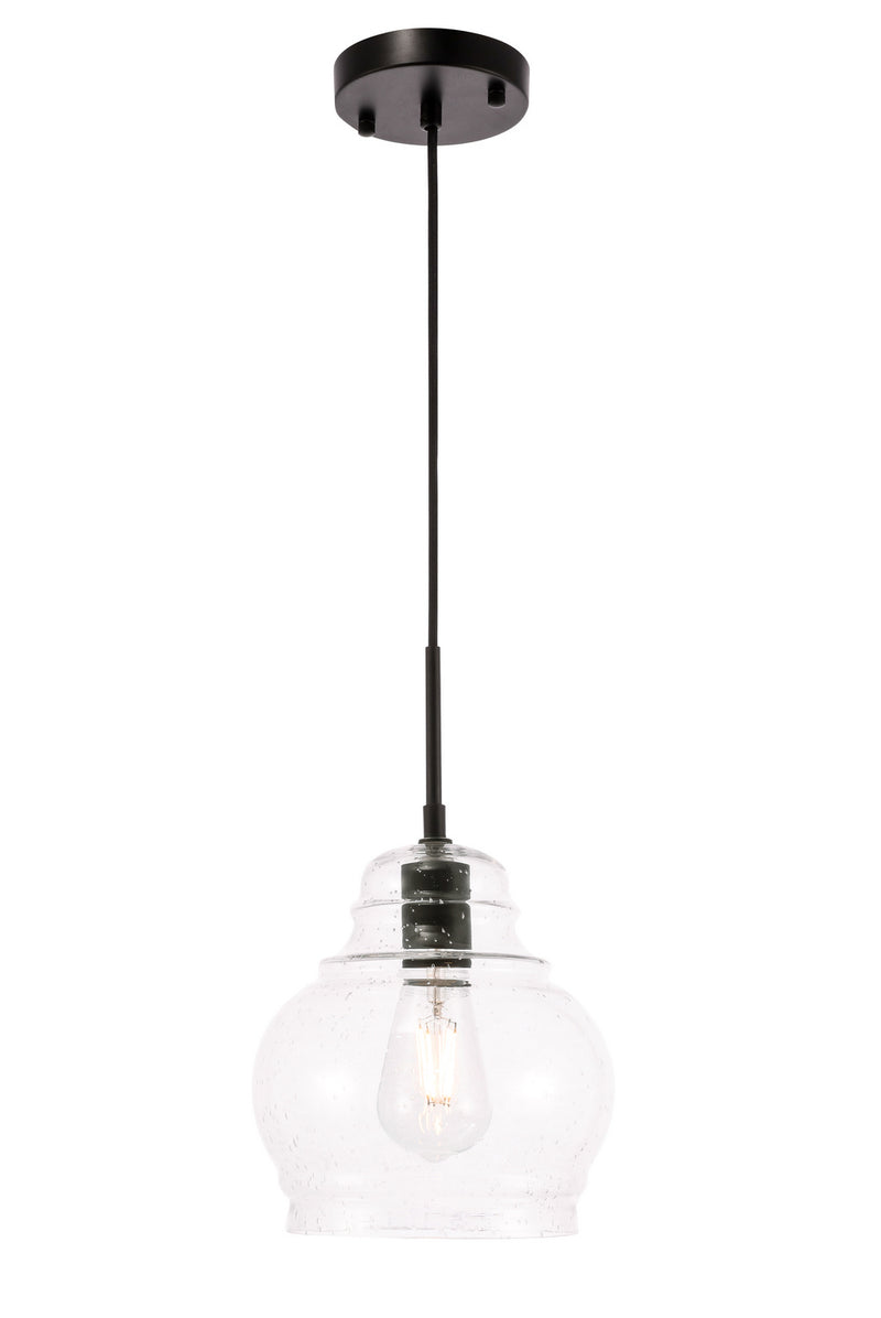 Elegant Lighting - LD6198BK - One Light Pendant - Pierce - Black And Clear Seeded Glass