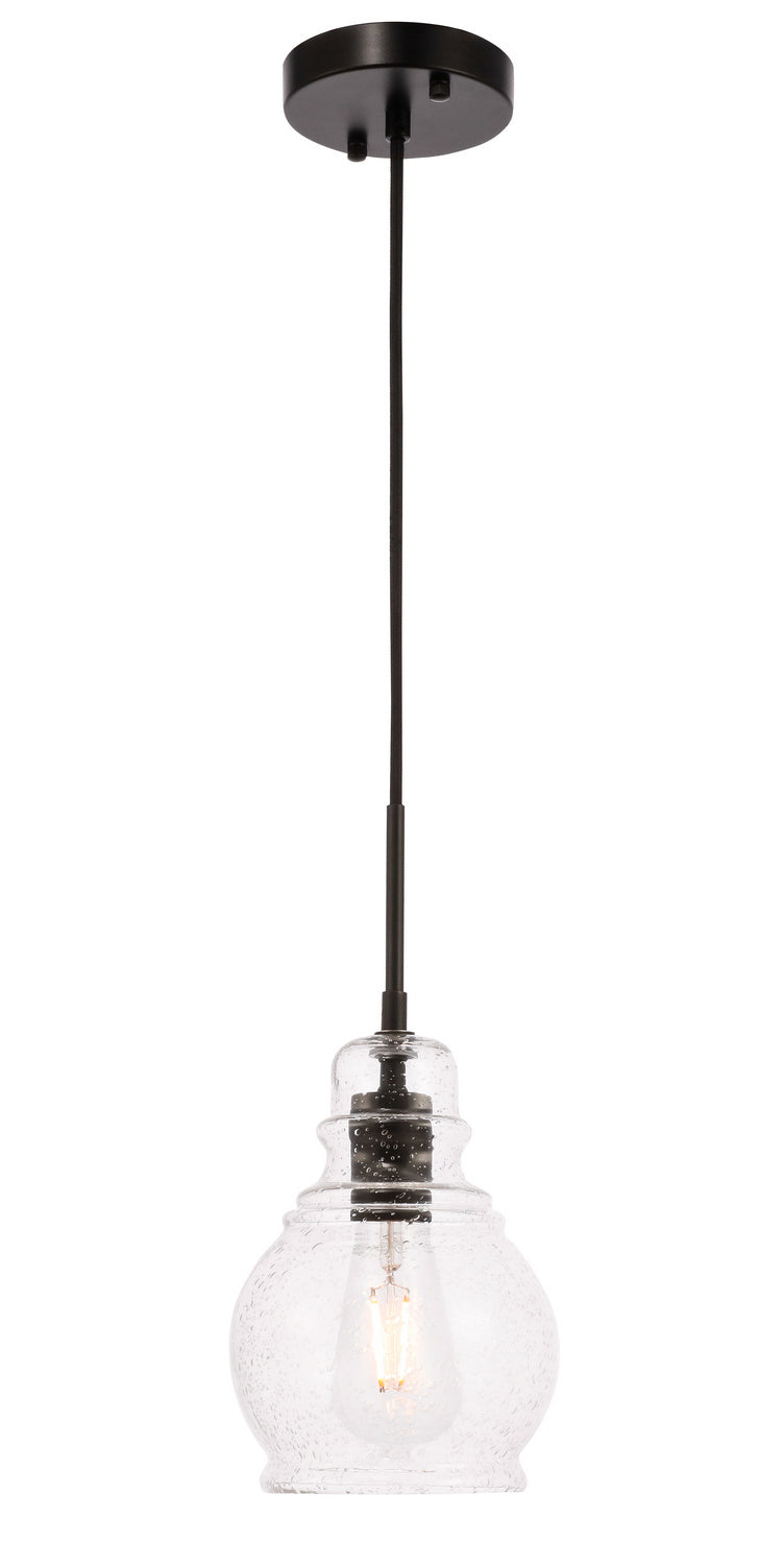 Elegant Lighting - LD6201BK - One Light Pendant - Pierce - Black And Clear Seeded Glass