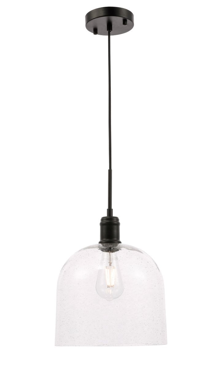 Elegant Lighting - LD6213BK - One Light Pendant - Gabe - Black And Clear Seeded Glass