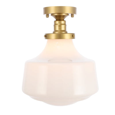 Elegant Lighting - LD6245BR - One Light Flush Mount - Lyle - Brass And Frosted White Glass