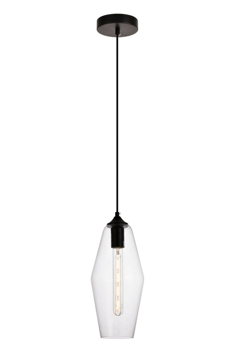 Elegant Lighting - LDPD2119 - One Light Pendant - Placido - Black And Clear