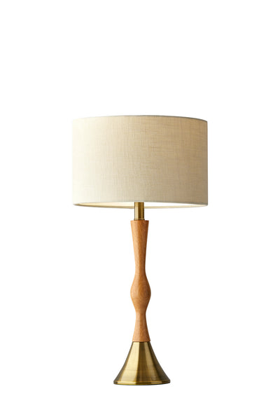 Adesso Home - 1576-12 - Table Lamp - Eve - Natural Oak Wood W. Antique Brass Accent