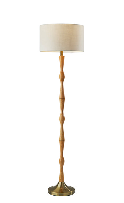 Adesso Home - 1577-12 - Floor Lamp - Eve - Natural Oak Wood W. Antique Brass Accent
