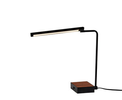 Adesso Home - 3039-01 - LED Desk Lamp - Sawyer - Black W. Camel Brown Leather