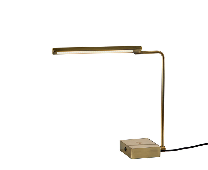 Adesso Home - 3039-21 - LED Desk Lamp - Sawyer - Antique Brass W. Cream Color Leather