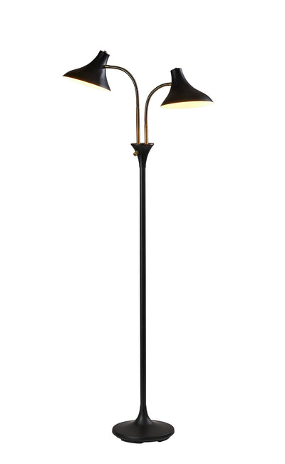 Adesso Home - 3372-01 - Two Light Floor Lamp - Ascot - Black & Antique Brass