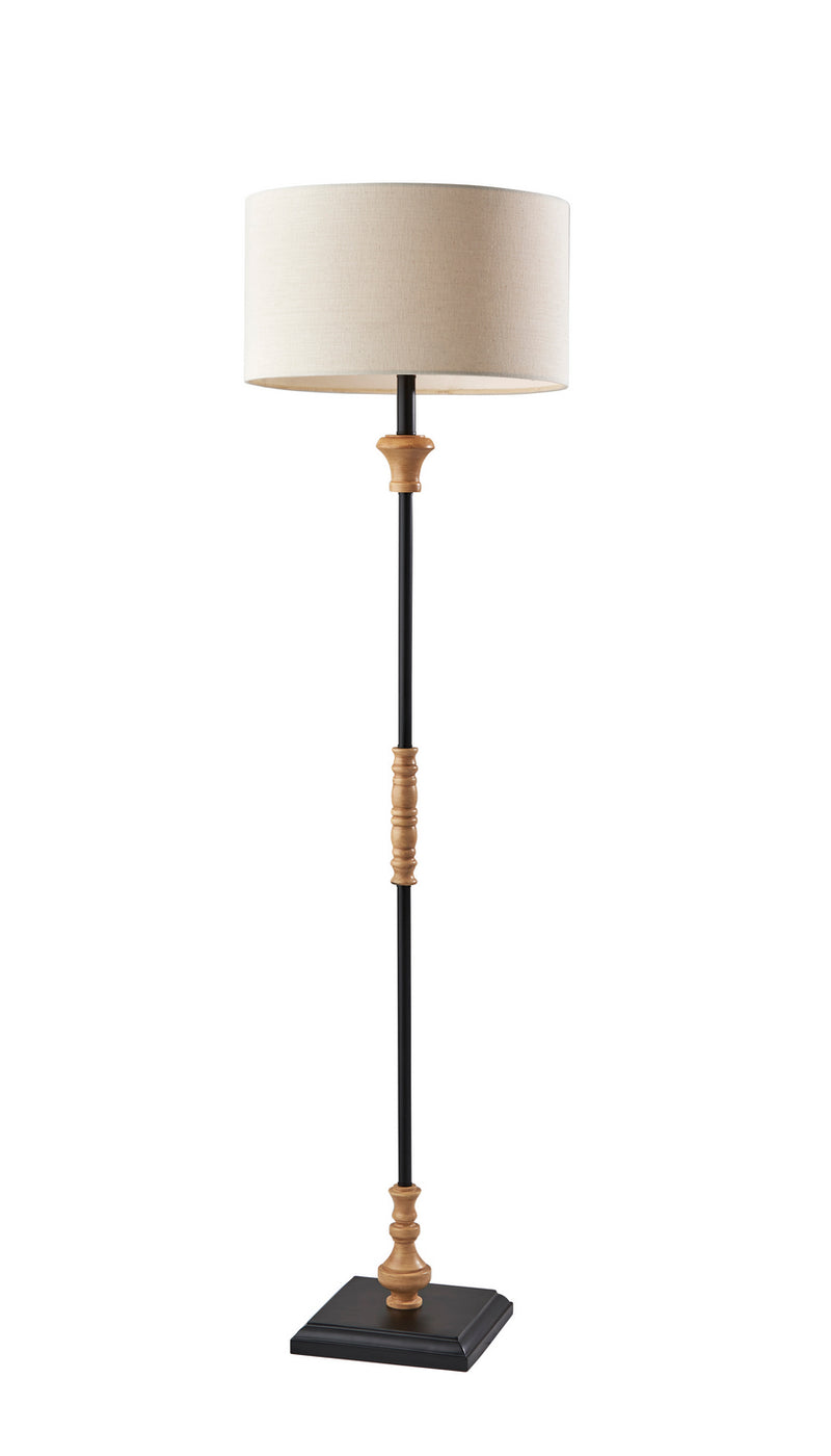 Adesso Home - 3504-12 - Floor Lamp - Fremont - Black W. Natural Wood Finished Resin Accents