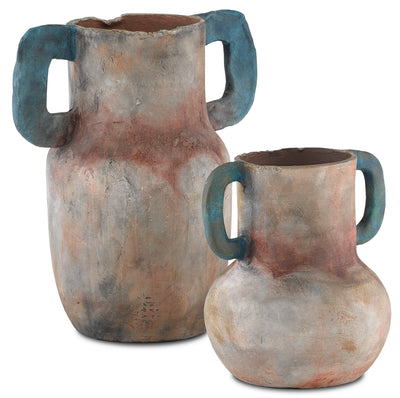 Currey and Company - 1200-0306 - Vase Set of 2 - Arcadia - Sand/Teal/Red
