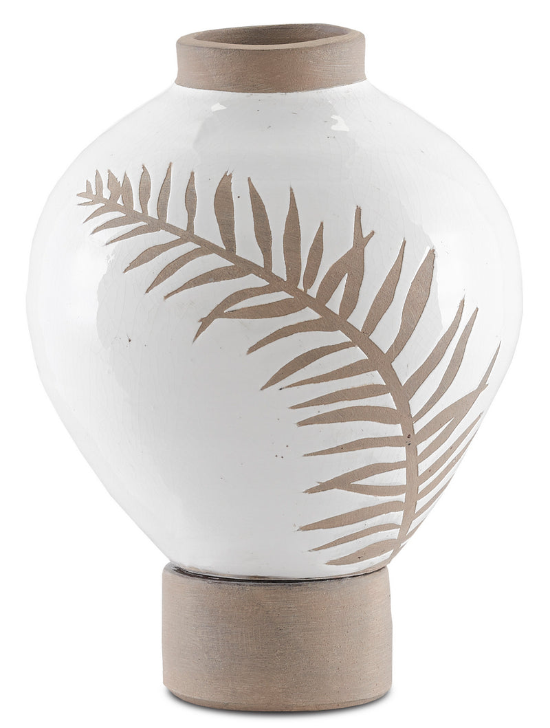 Currey and Company - 1200-0307 - Vase - Fern - White/Tan