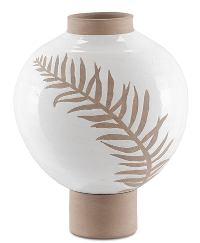 Currey and Company - 1200-0308 - Vase - Fern - White/Tan