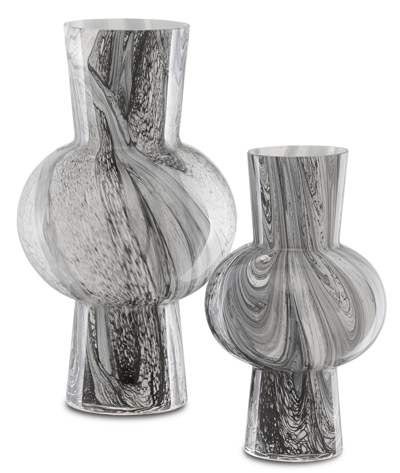 Currey and Company - 1200-0355 - Vase Set of 2 - Stormy - Black/White
